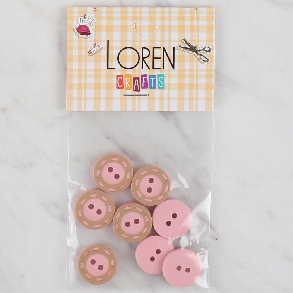 Loren Crafts 8'li Pembe Düğme - 293
