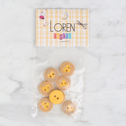 Loren Crafts 8'li Sarı Kalp Düğme - 331