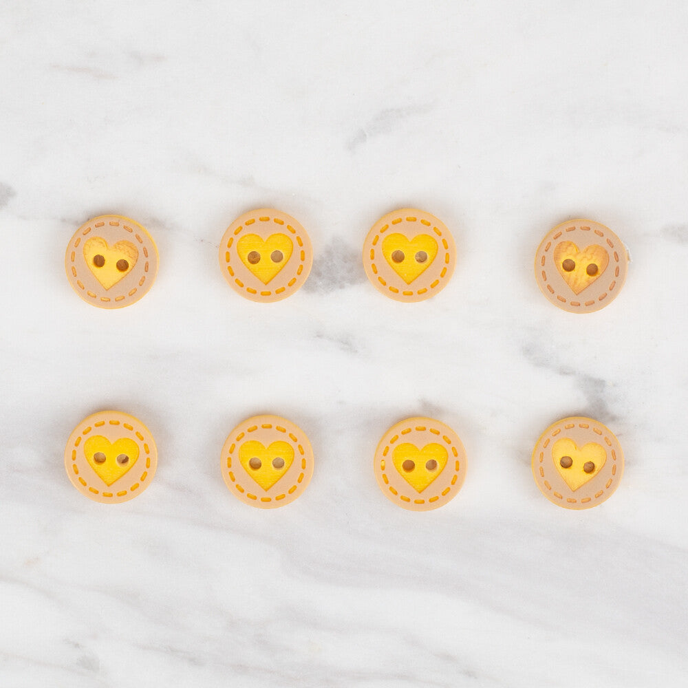 Loren Crafts 8'li Sarı Kalp Düğme - 331