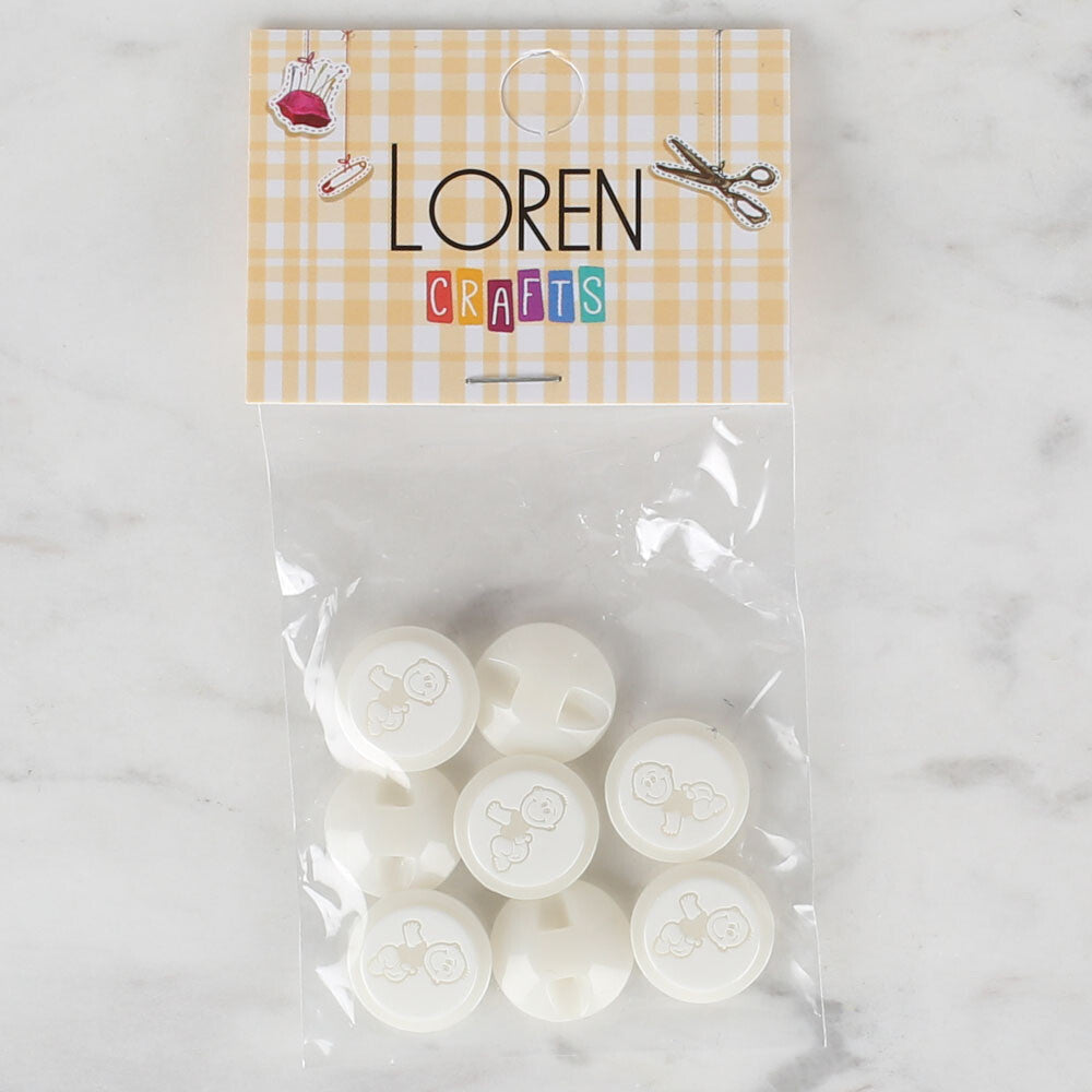Loren Crafts 8'li Beyaz Bebek Düğme - 367