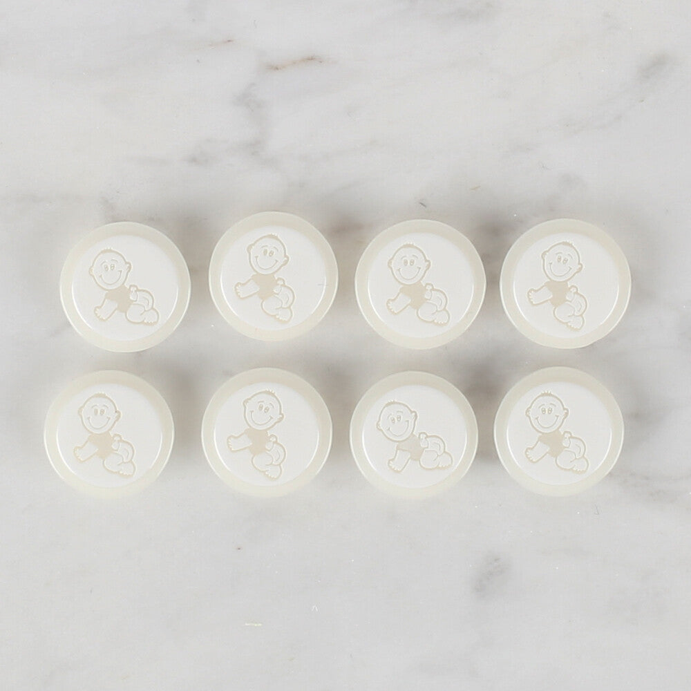 Loren Crafts 8'li Beyaz Bebek Düğme - 367