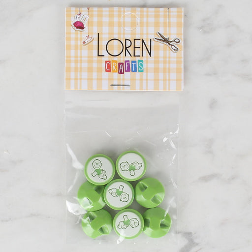 Loren Crafts 8'li Yeşil Bebe Düğme - 373