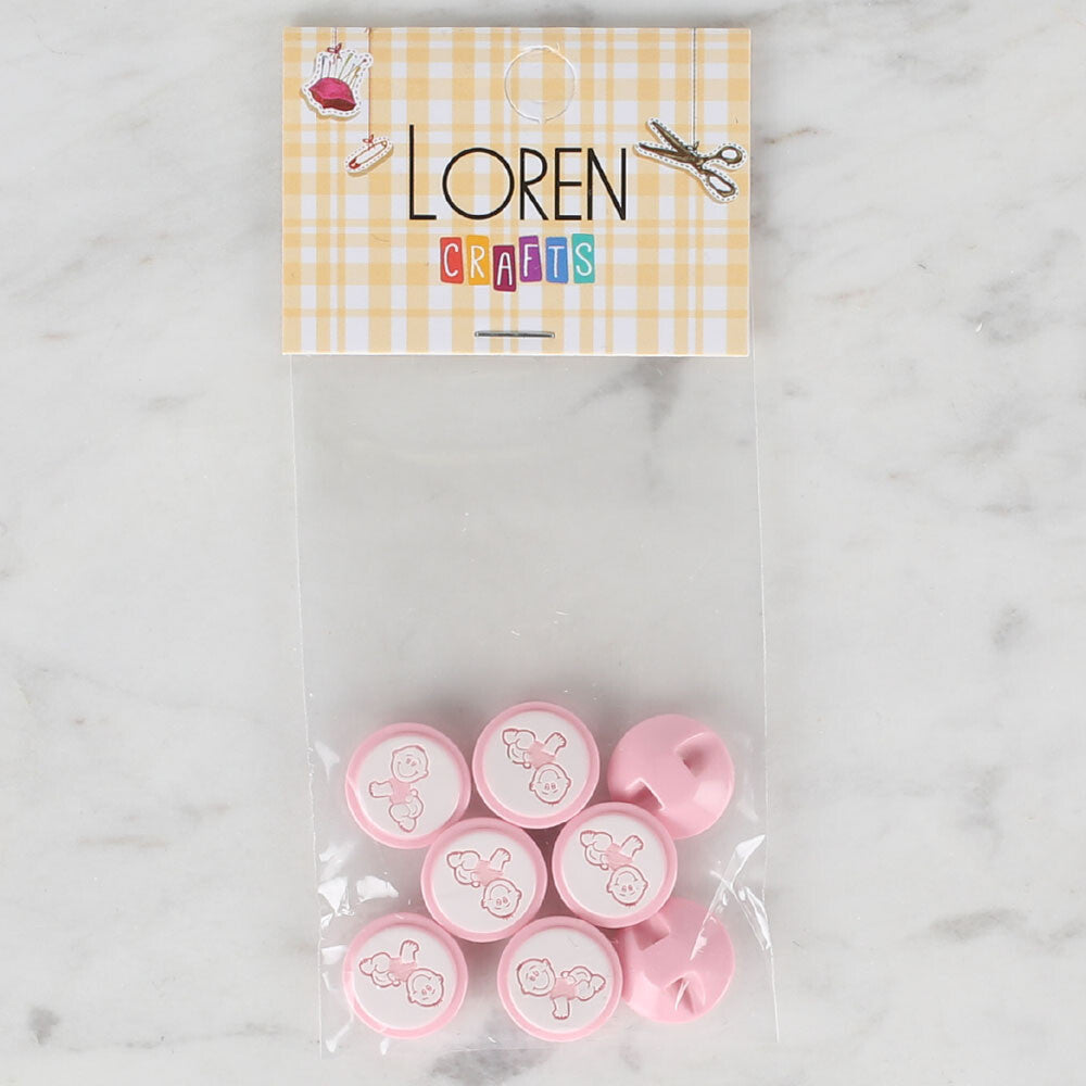 Loren Crafts 8'li Pembe Bebek Düğme - 376