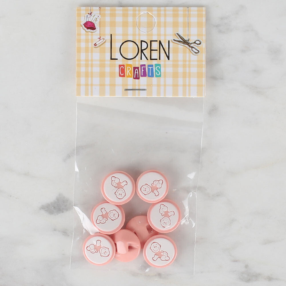 Loren Crafts 8'li Yavruağzı Bebe Düğme - 377