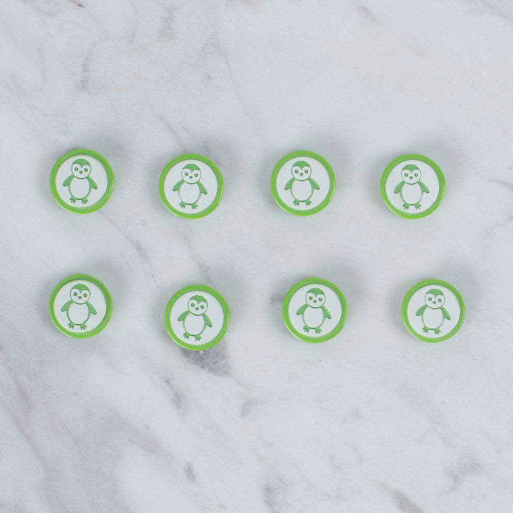 Loren Crafts 8'li Penguen Şekilli Yeşil Düğme - 0385