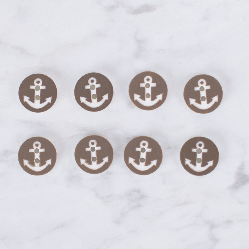 Loren Crafts 8'li Çapa Açık Kahve Düğme - 0423