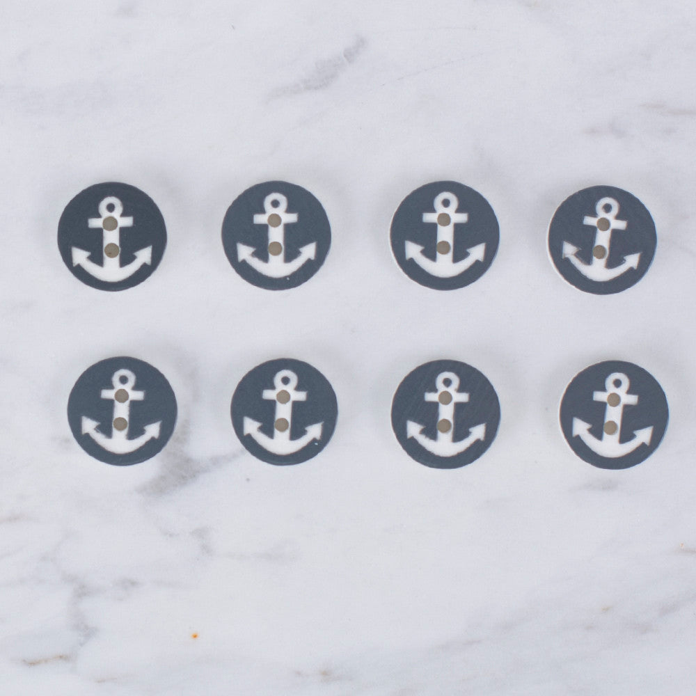 Loren Crafts 8'li Çapa Füme Rengi Düğme - 0425