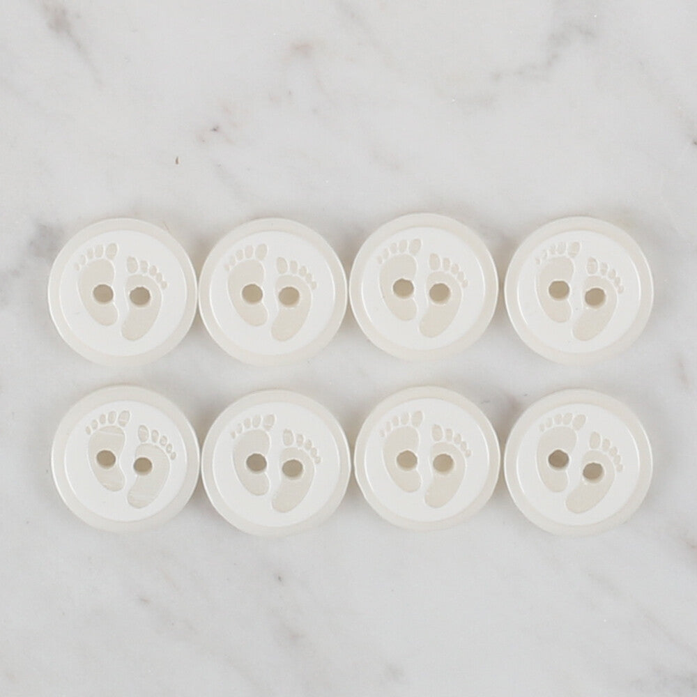 Loren Crafts 8'li Beyaz Ayak İzi Düğme - 433