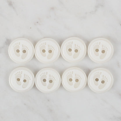 Loren Crafts 8'li Beyaz Ayak İzi Düğme - 433