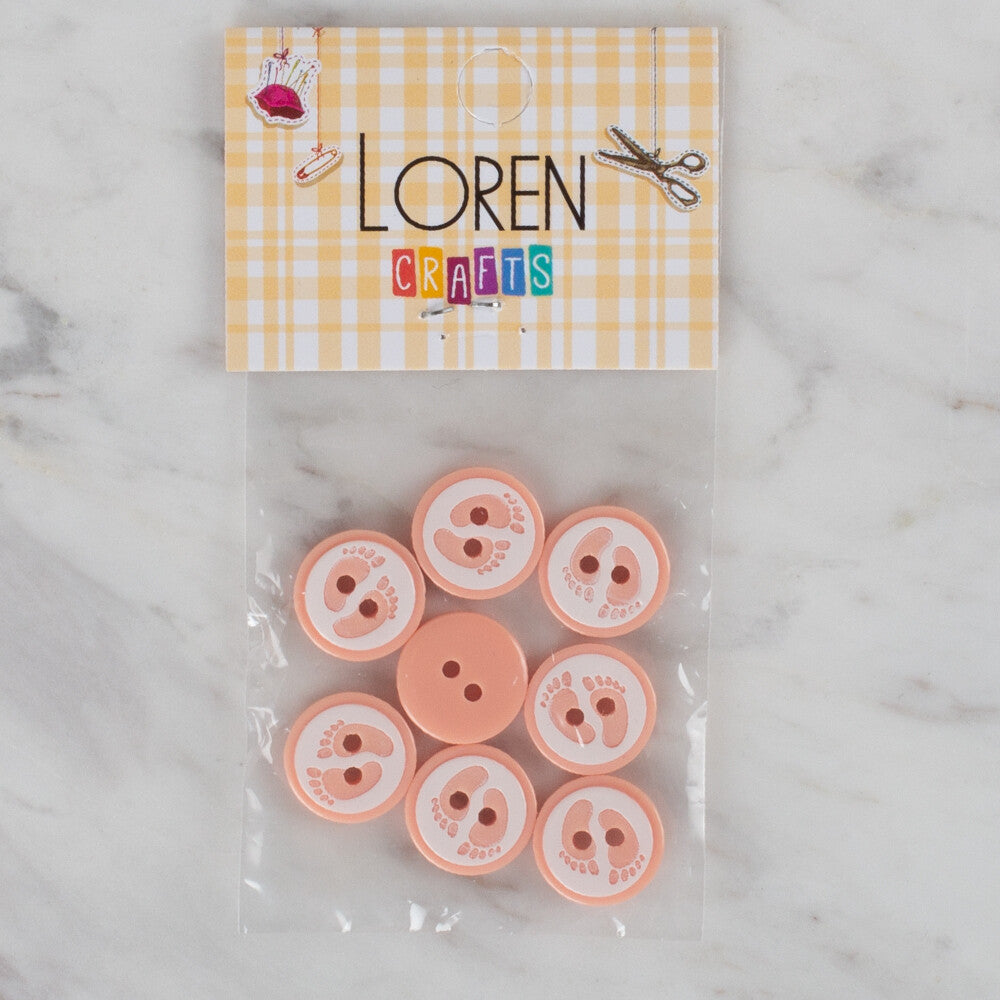 Loren Crafts yavruağzı 8'li ayak izi düğme - 434