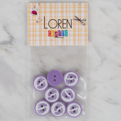 Loren Crafts lila 8'li ayak izi düğme - 437