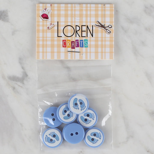 Loren Crafts mavi 8'li ayak izi düğme - 441