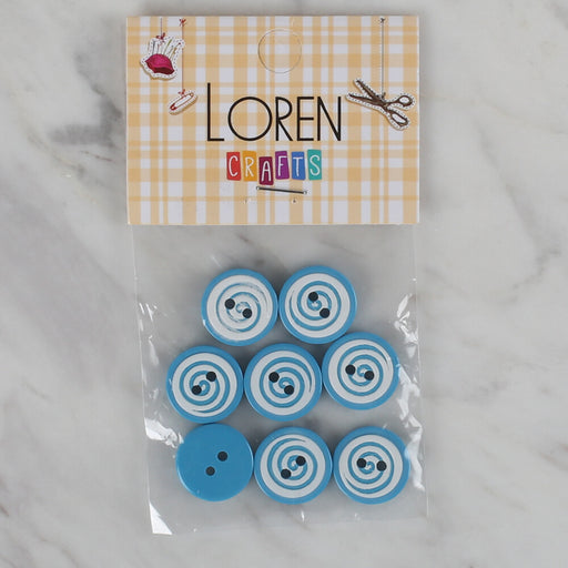 Loren Crafts mavi 8'li yuvarlak düğme - 453