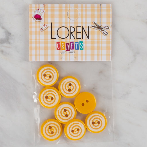 Loren Crafts 8'li Sarı Yuvarlak Düğme - 455