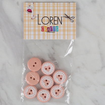 Loren Crafts yavruağzı 8'li Kalp düğme - 471