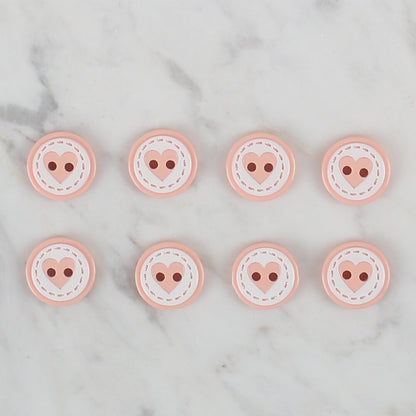 Loren Crafts yavruağzı 8'li Kalp düğme - 471