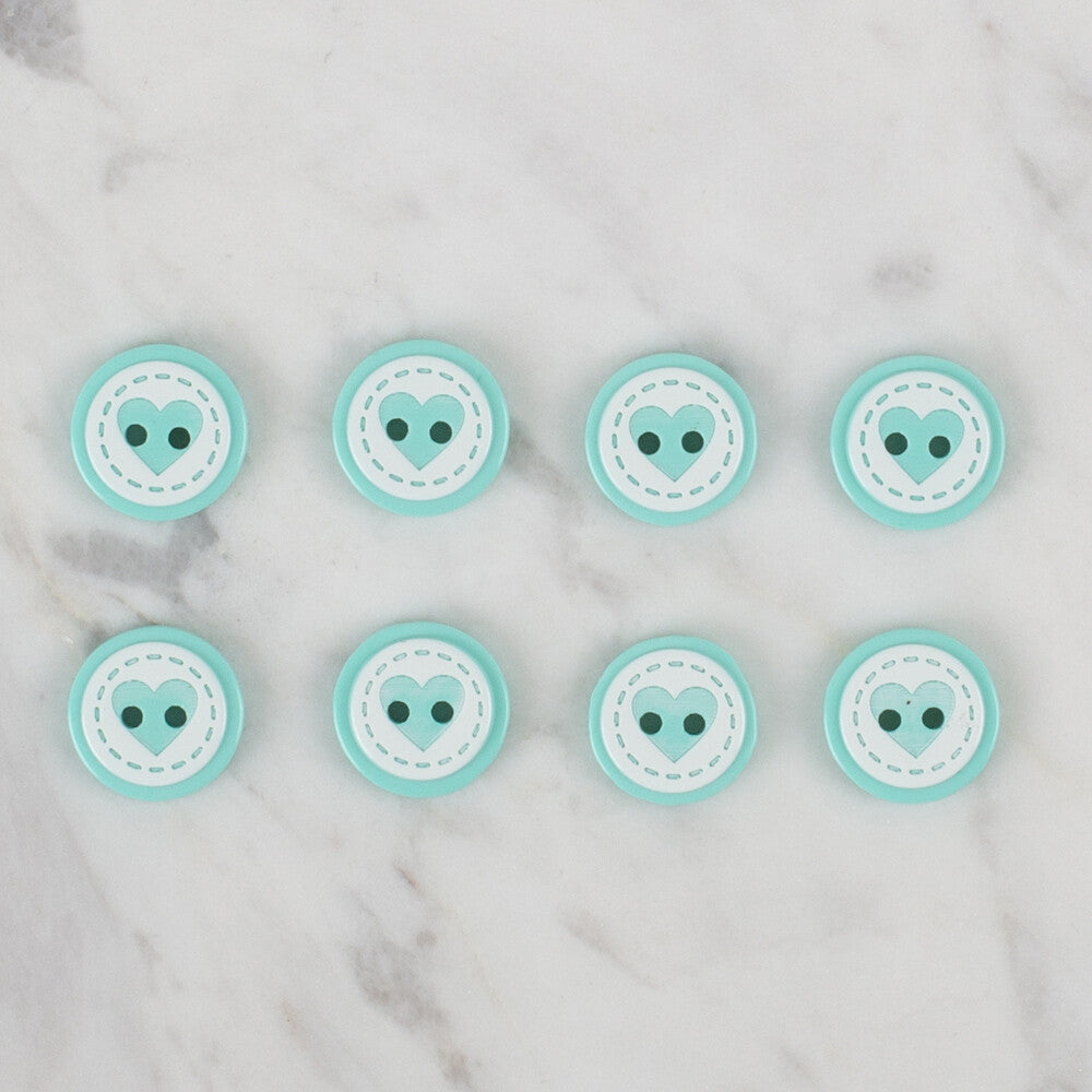 Loren Crafts yeşil 8'li kalp düğme - 477