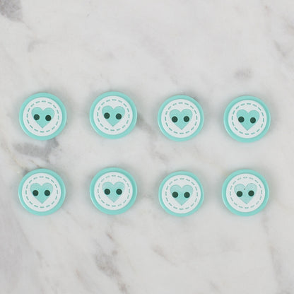 Loren Crafts yeşil 8'li kalp düğme - 477