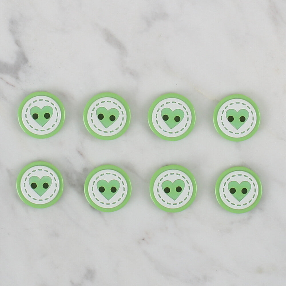 Loren Crafts yeşil 8'li kalp düğme - 478