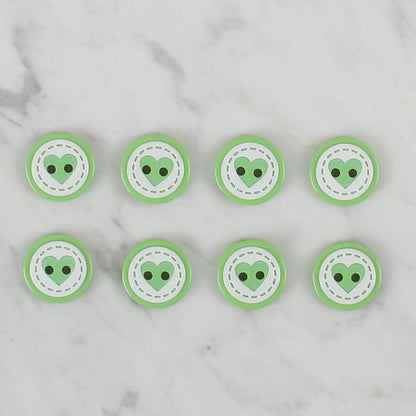 Loren Crafts yeşil 8'li kalp düğme - 478