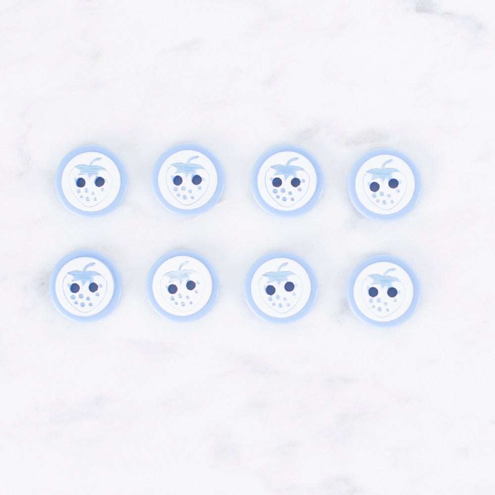 Loren Crafts 8'li Çilek Mavi Düğme - 0487