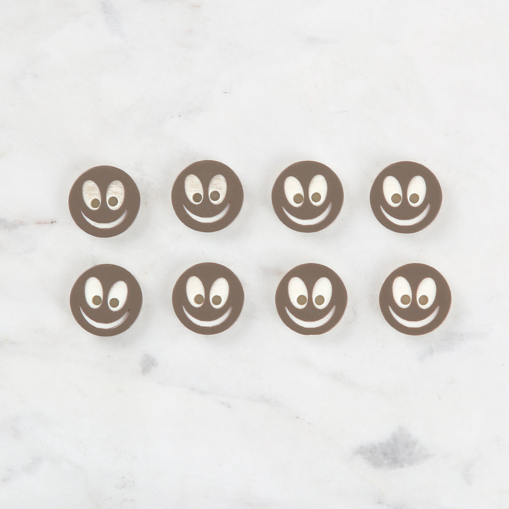 Loren Crafts 8'li Gülen Yüz Kahverengi Düğme - 0520