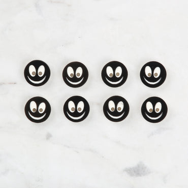Loren Crafts 8'li Gülen Yüz Siyah Düğme - 0522