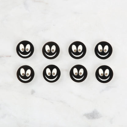 Loren Crafts 8'li Gülen Yüz Siyah Düğme - 0522