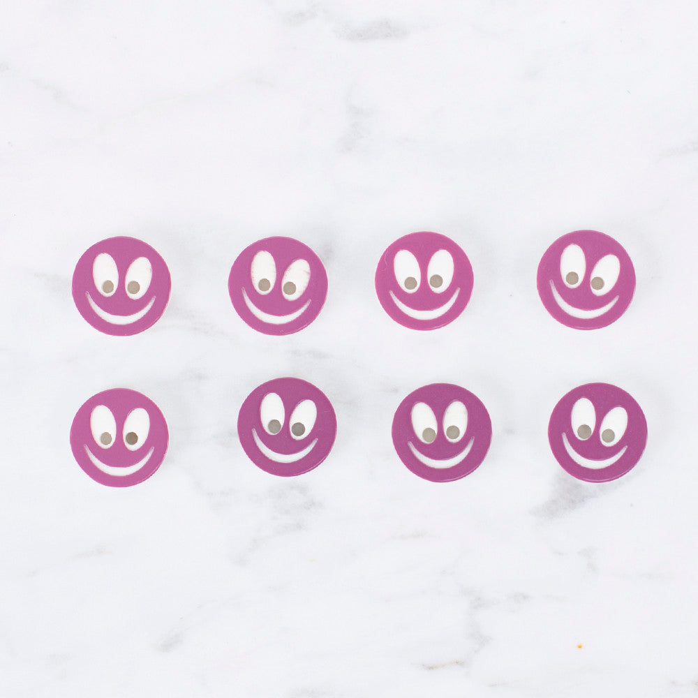 Loren Crafts 8'li Gülen Yüz Mor Düğme - 0527