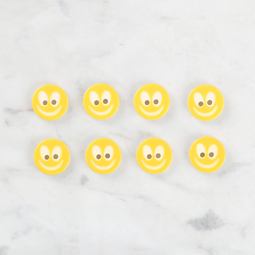 Loren Crafts 8'li Gülen Yüz Sarı Düğme - 0528