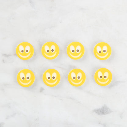 Loren Crafts 8'li Gülen Yüz Sarı Düğme - 0528