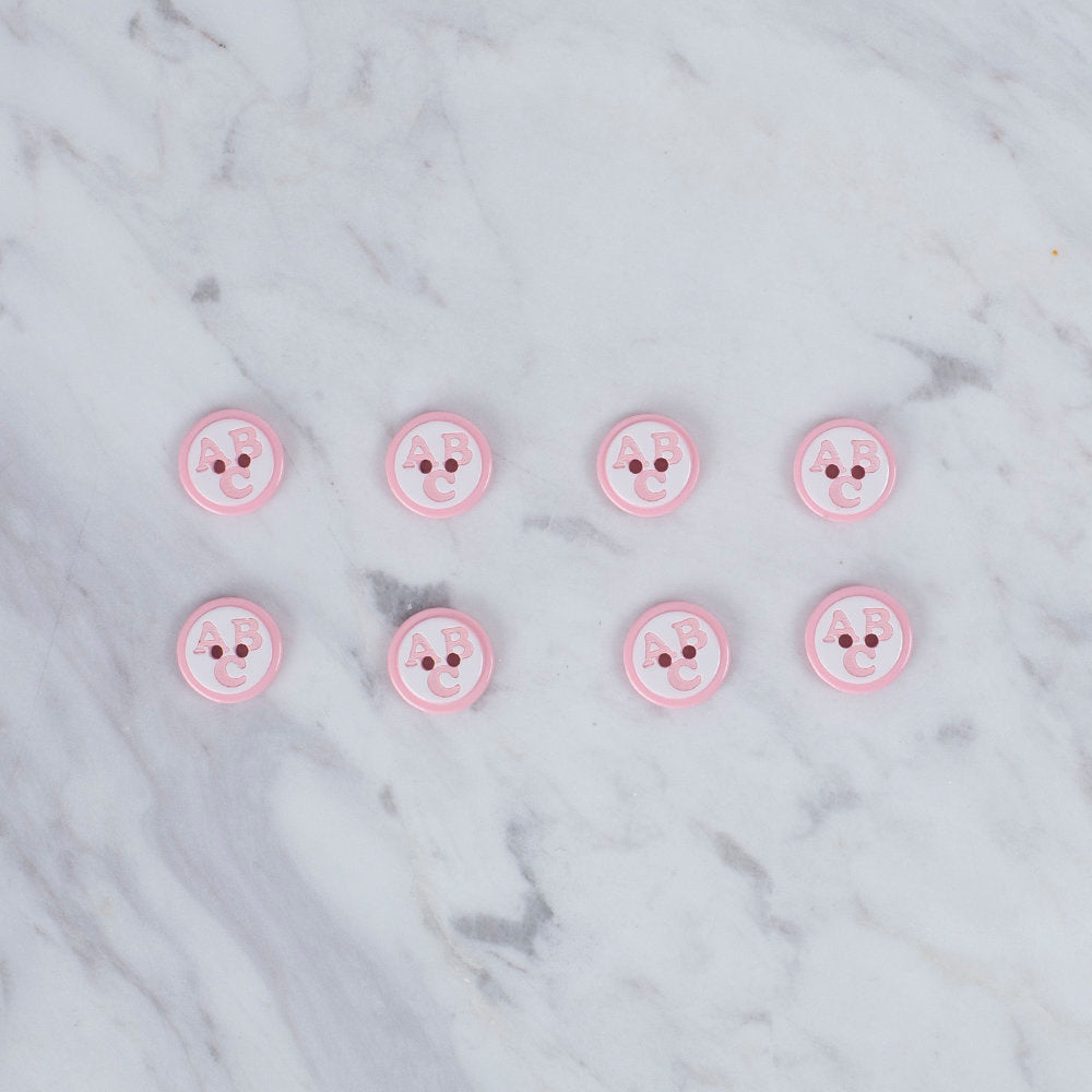 Loren Crafts 8'li ABC Desenli Pembe Düğme - 0542