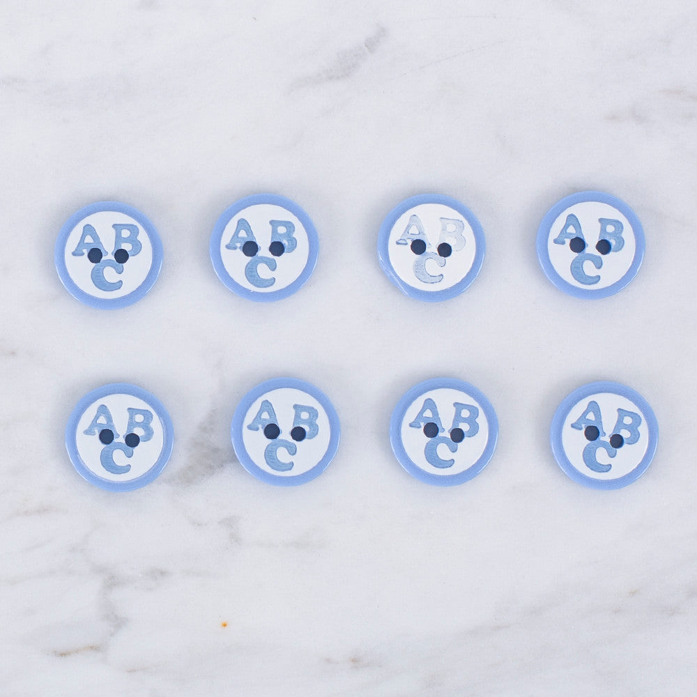 Loren Crafts 8'li ABC Mavi Düğme - 0563