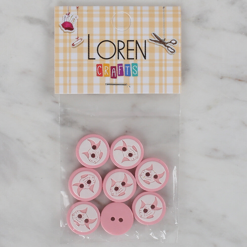 Loren Crafts pembe 8'li balık düğme - 570