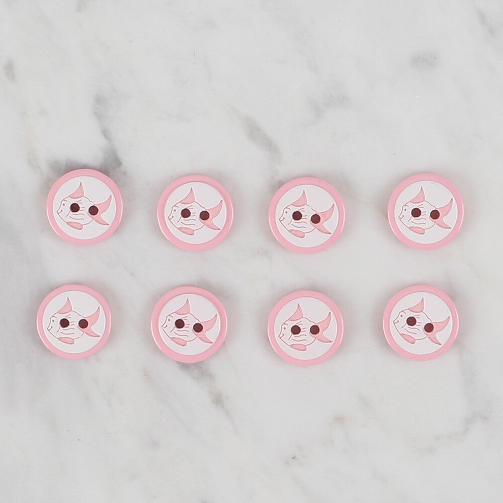 Loren Crafts pembe 8'li balık düğme - 570