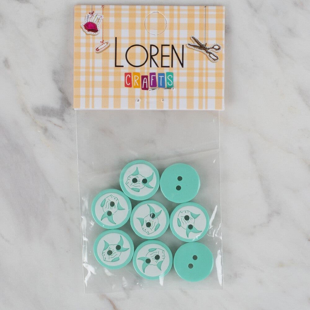 Loren Crafts yeşil 8'li balık düğme - 578