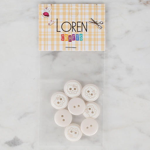 Loren Crafts 8'li Beyaz Kedi Düğme - 580