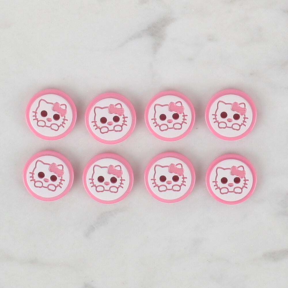 Loren Crafts 8'li Pembe Kedi Düğme - 584