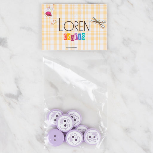 Loren Crafts 8'li Lila Düğme - 0585