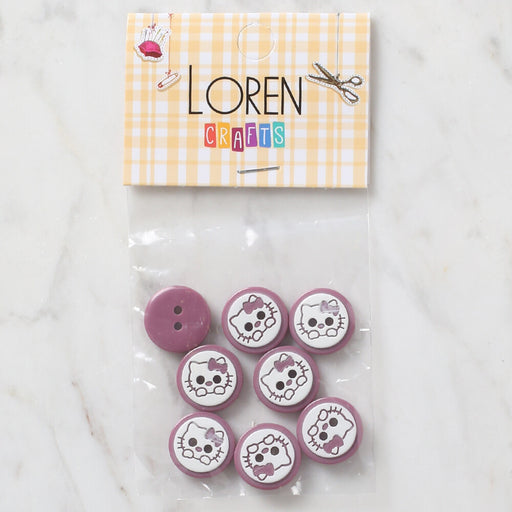 Loren Crafts 8'li Vişne Çürüğü Kedi Düğme - 586