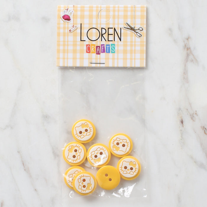 Loren Crafts 8'li Sarı Kedi Düğme - 590
