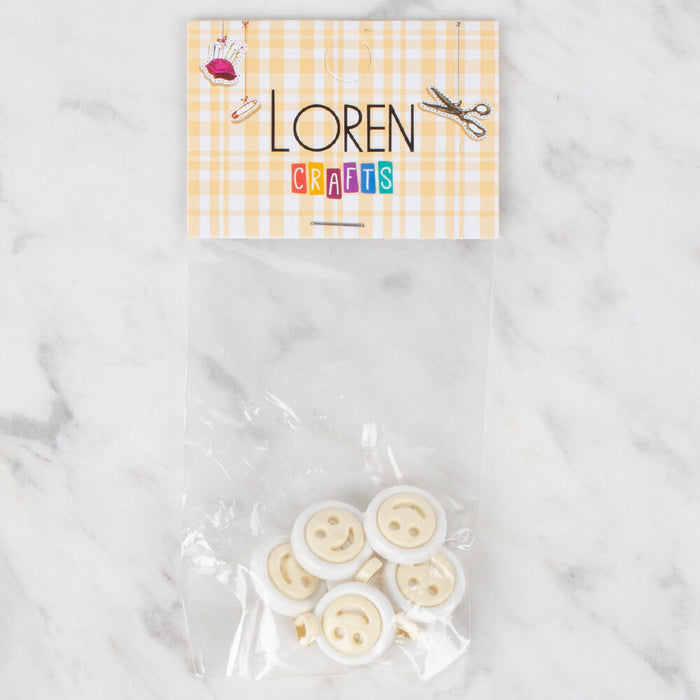 Loren Crafts 8'li Krem Gülen Yüz Düğme - 629