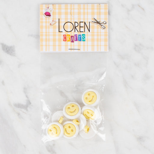Loren Crafts 8'li Sarı Gülen Yüz Düğme - 630