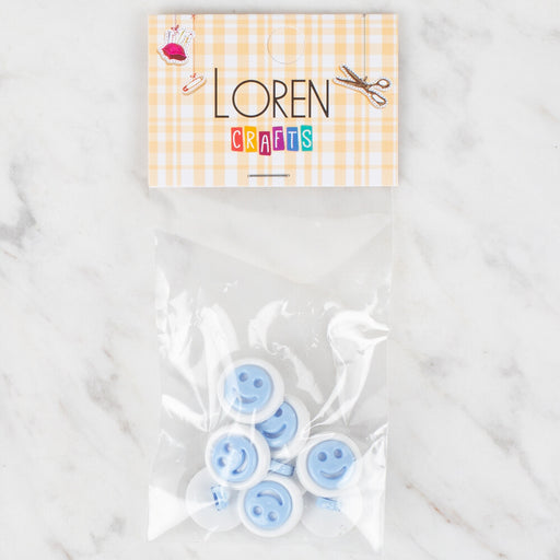 Loren Crafts 8'li Mavi Gülen Yüz Düğme - 632