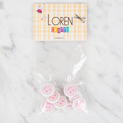 Loren Crafts 8'li Pembe Gülen Yüz Düğme - 635