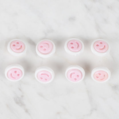 Loren Crafts 8'li Pembe Gülen Yüz Düğme - 635