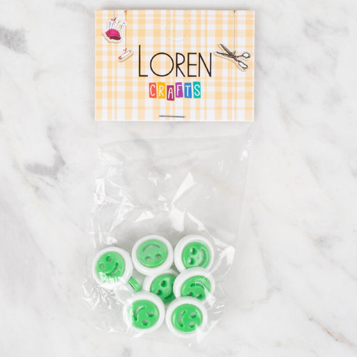 Loren Crafts 8'li Yeşil Gülen Yüz Düğme - 638