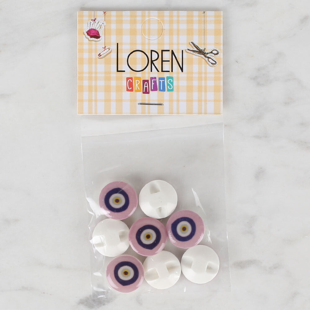 Loren Crafts 8'li Lila Nazar Boncuğu Düğme - 687