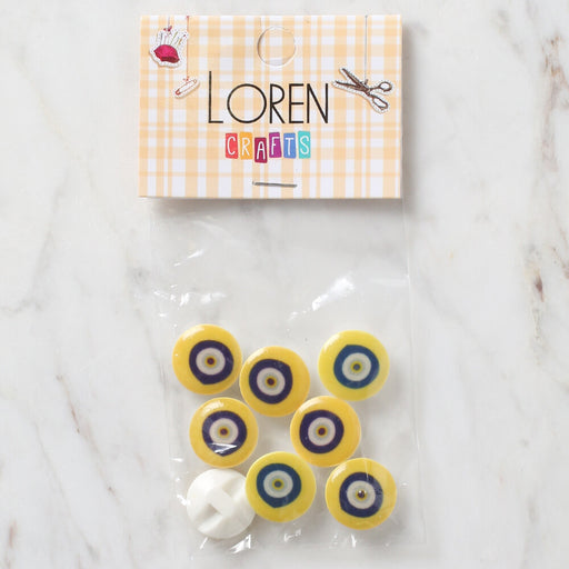 Loren Crafts 8'li Sarı Nazar Boncuğu Düğme - 692