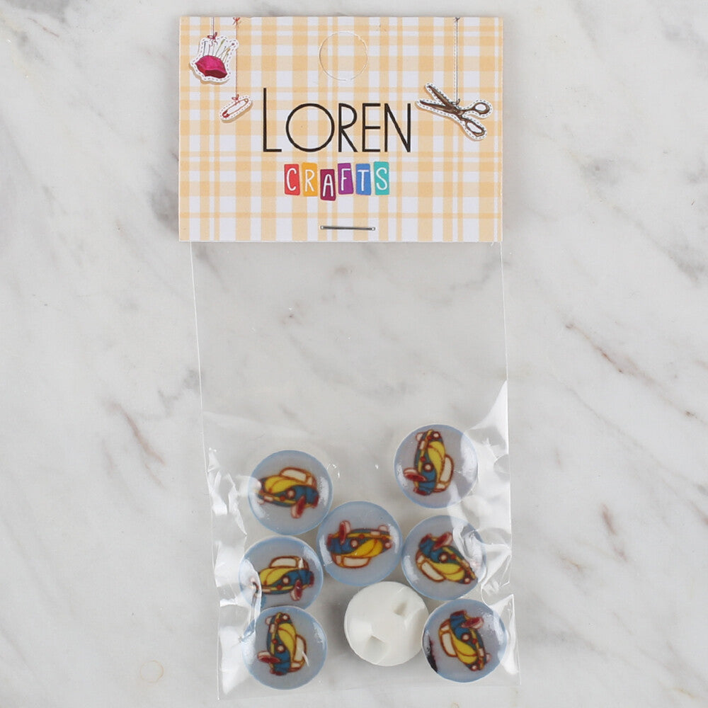 Loren Crafts 8'li Mavi Araba Düğme - 694